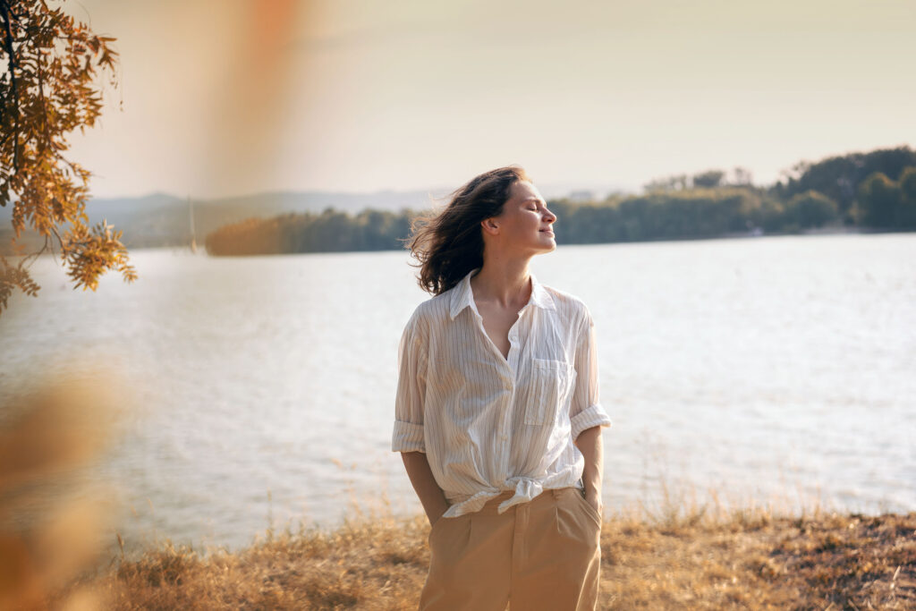 young woman enjoying the sunshine